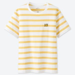 UNIQLO x Jean-Michel Basquiat SPRZ NY - Crown Striped Yellow & White Graphic Tee